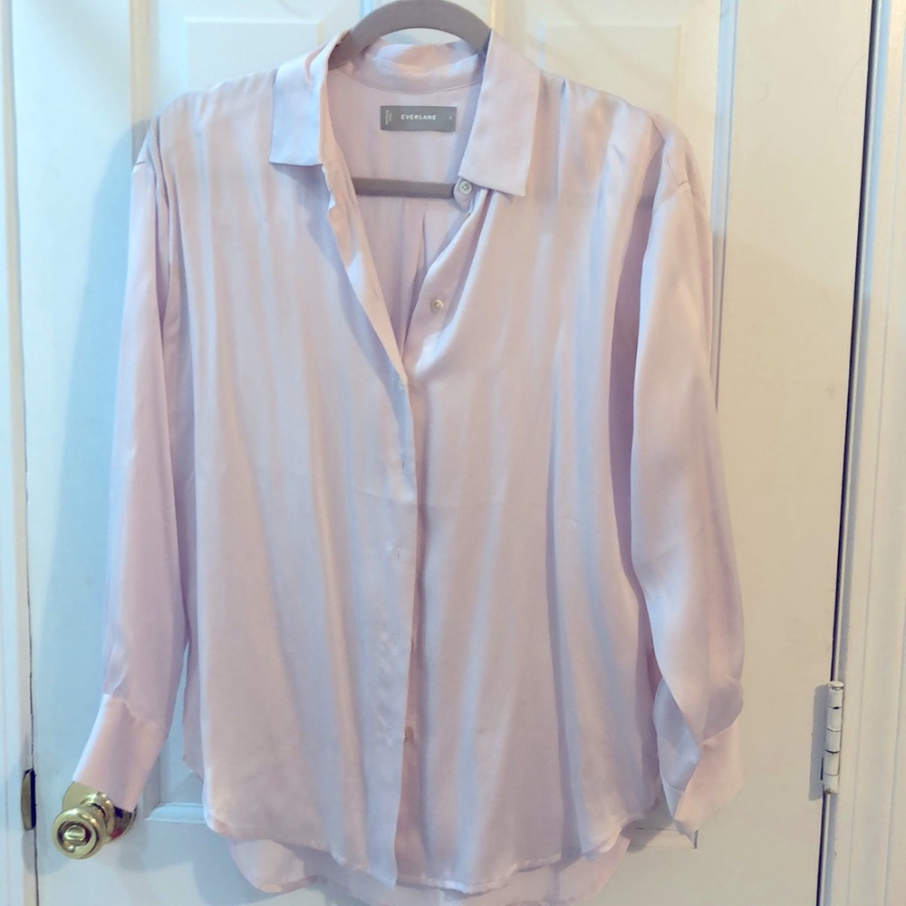 Everlane The Clean Silk Charmeuse Oversized Shirt, Size 0